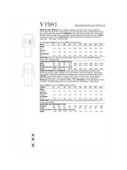 Vogue Misses' Close Fitting Dress Sewing Pattern, V1981 - view 2, White