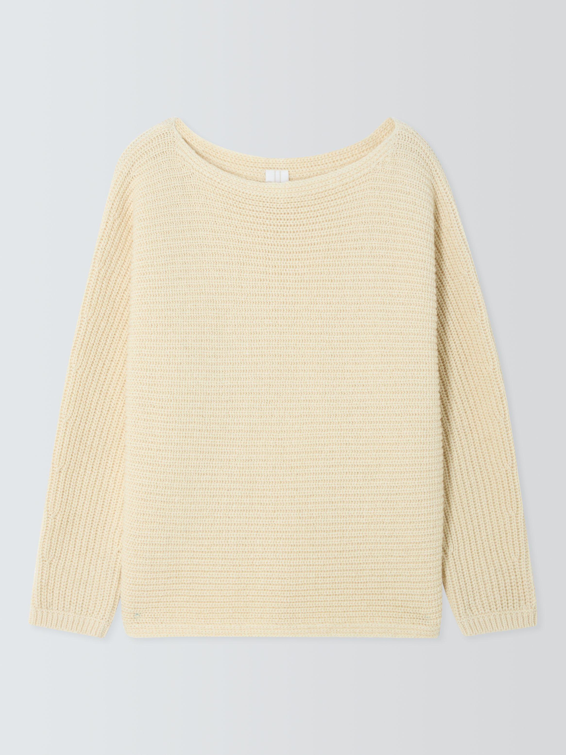 Product image 4 of 6, which shows John Lewis Cotton Wool Blend Horizontal Knit Jumper, Ecru, XS