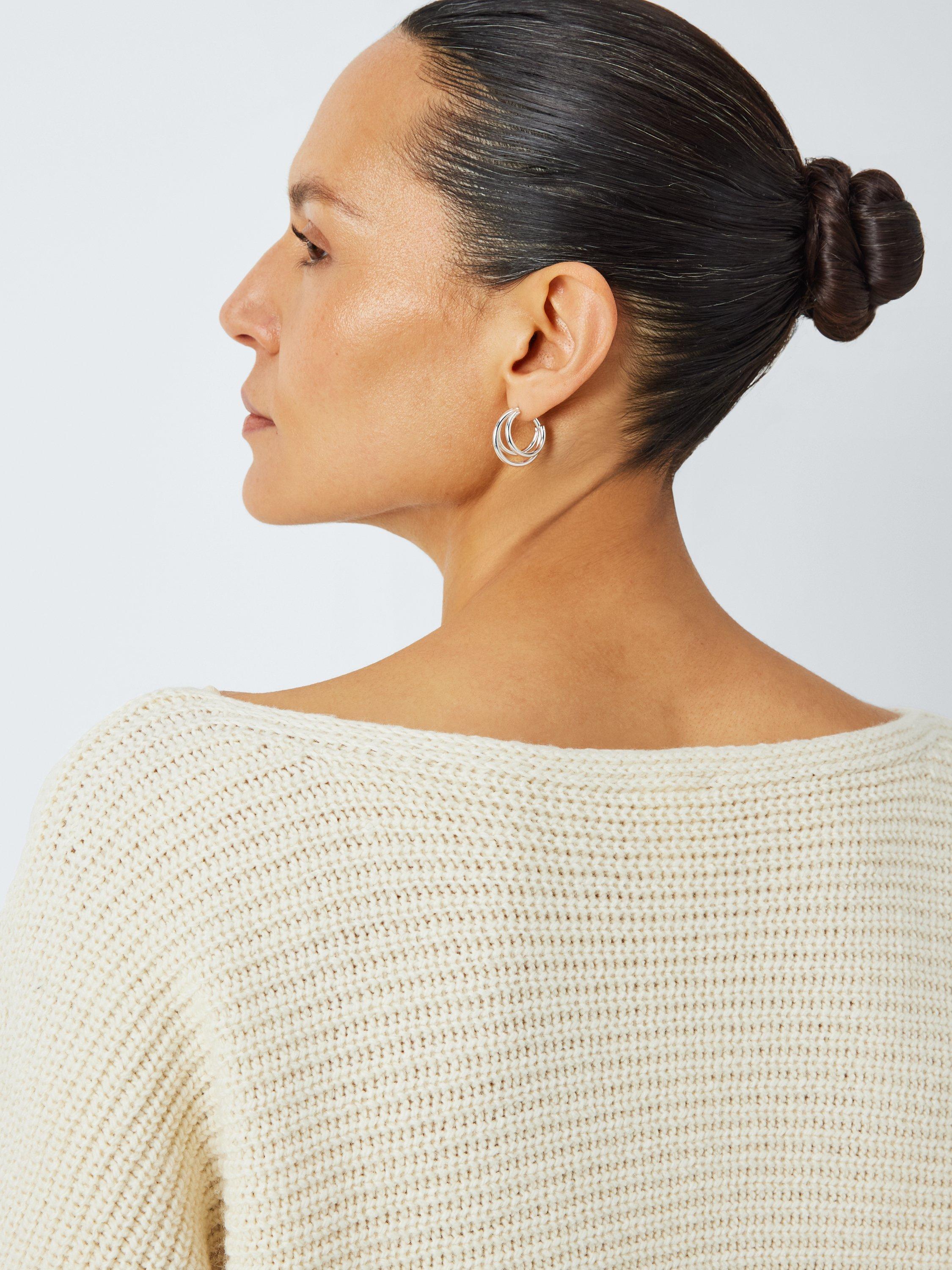 Product image 5 of 6, which shows John Lewis Cotton Wool Blend Horizontal Knit Jumper, Ecru, XS