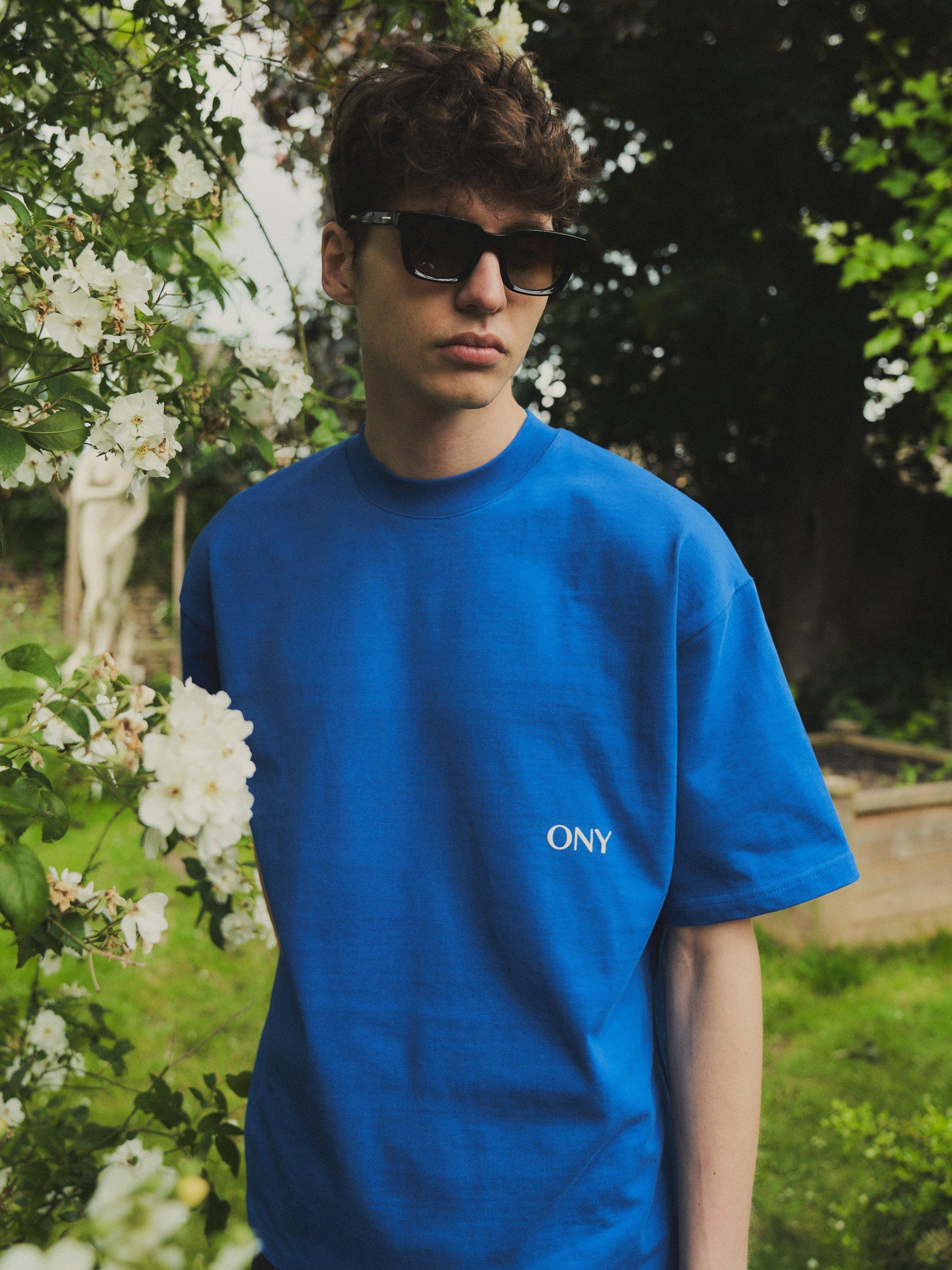 Product image 1 of 5, which shows Ony Logo Boxy Fit T-Shirt, Blue, XS