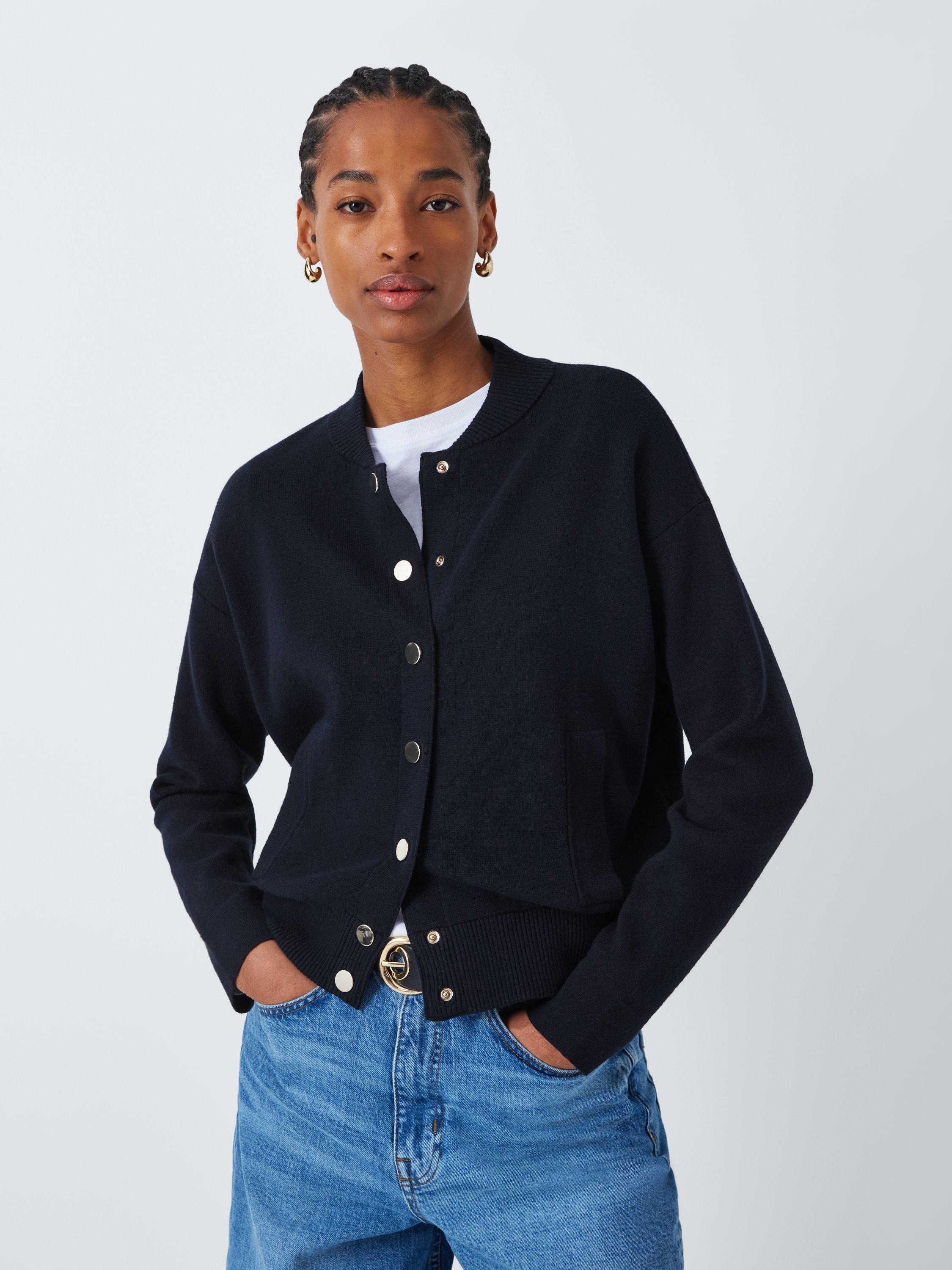 John Lewis Cotton Blend Bomber Jacket, Navy