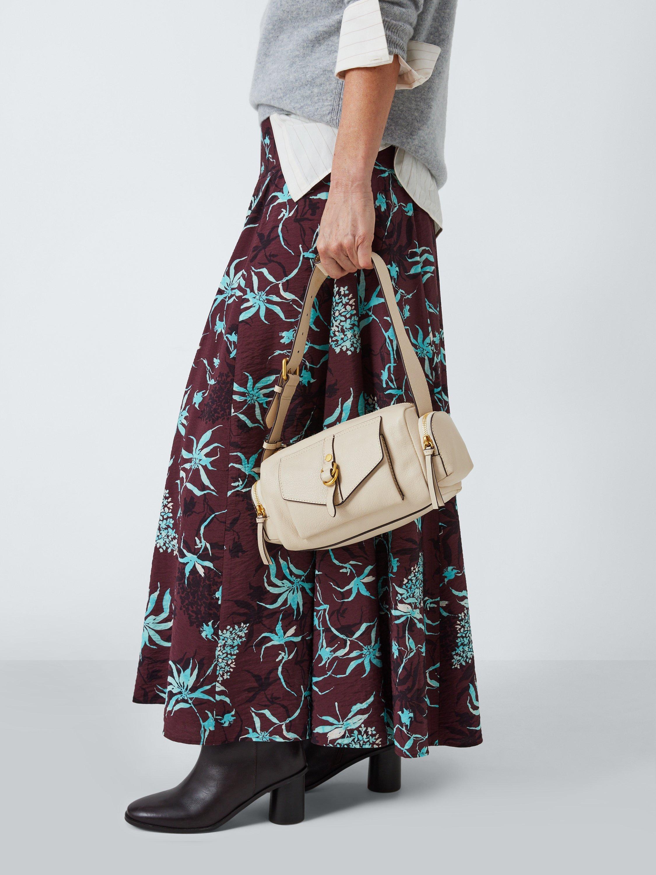 Product image 5 of 6, which shows John Lewis Floral Godet Skirt, Brown/Multi, 16