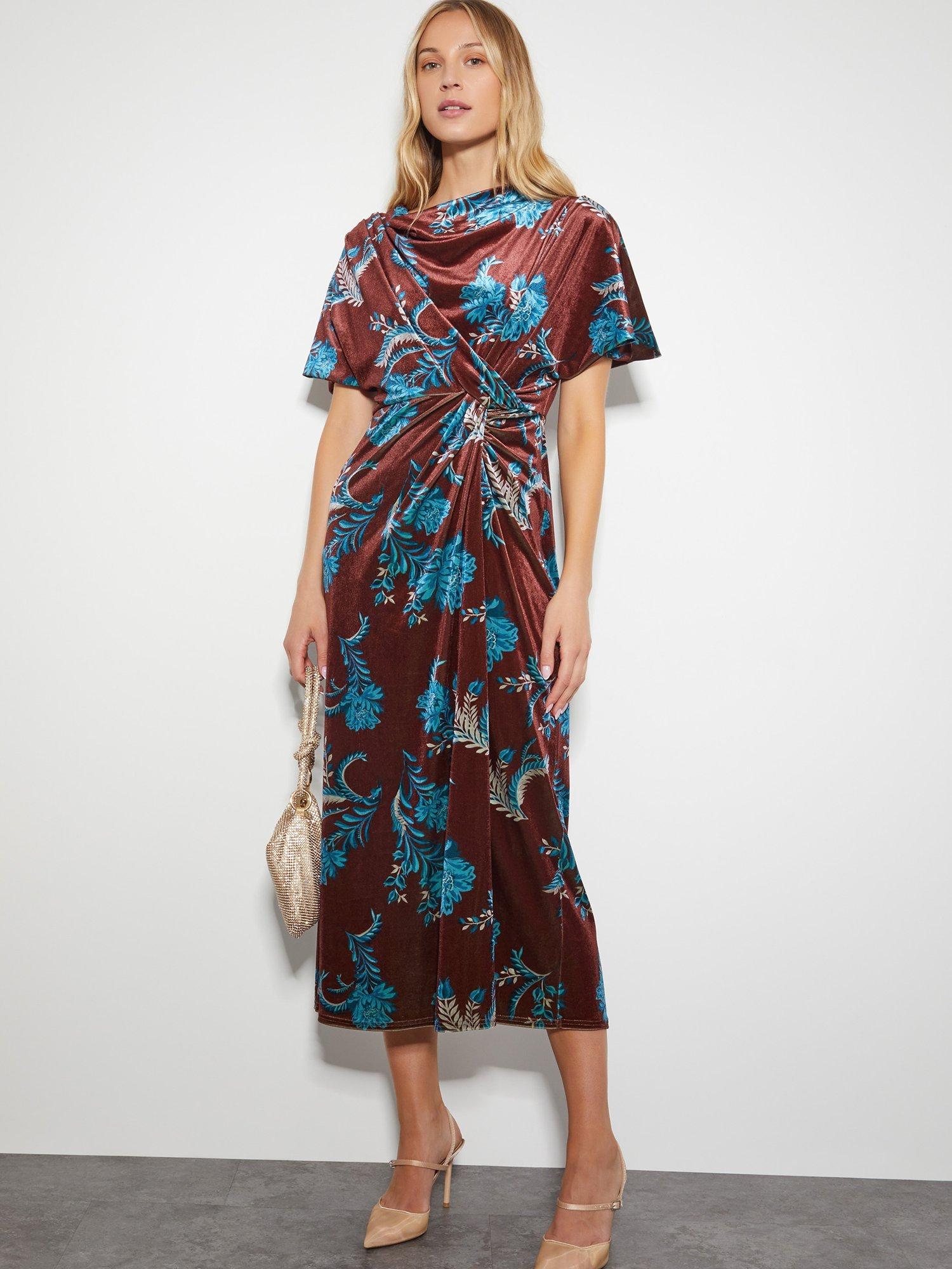 Monsoon Sassa Floral Dress, Brown