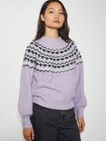 Monsoon Fin Fair Isle Jumper, Lilac/Multi