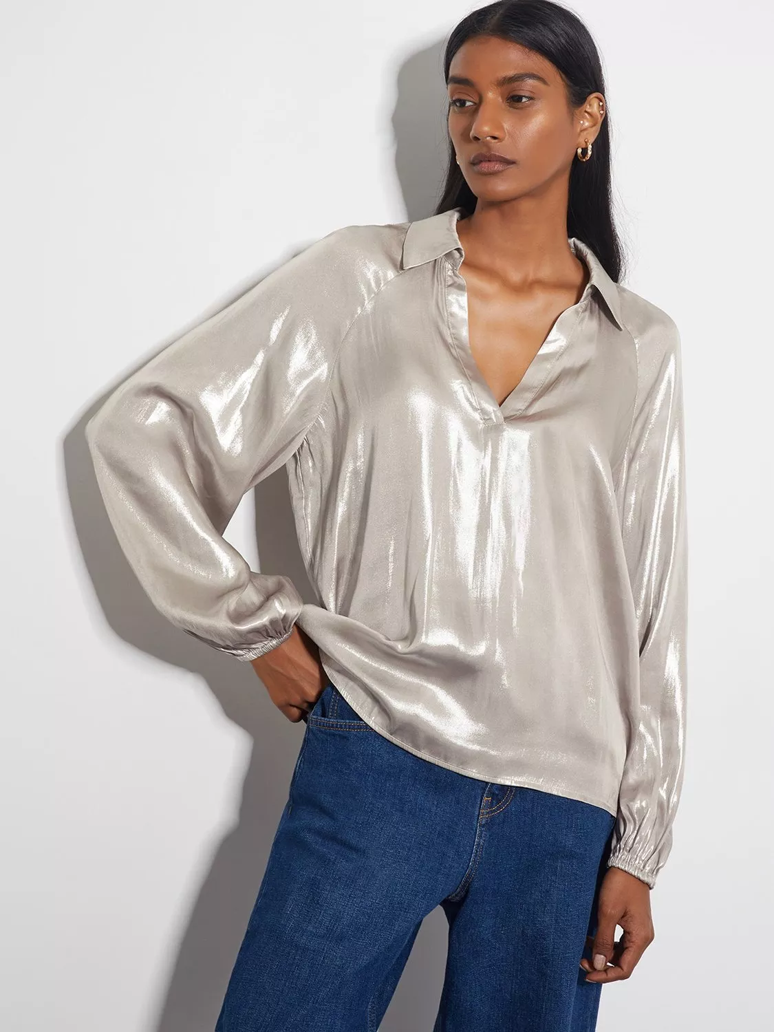 Monsoon Lillie Metallic Top, Champagne