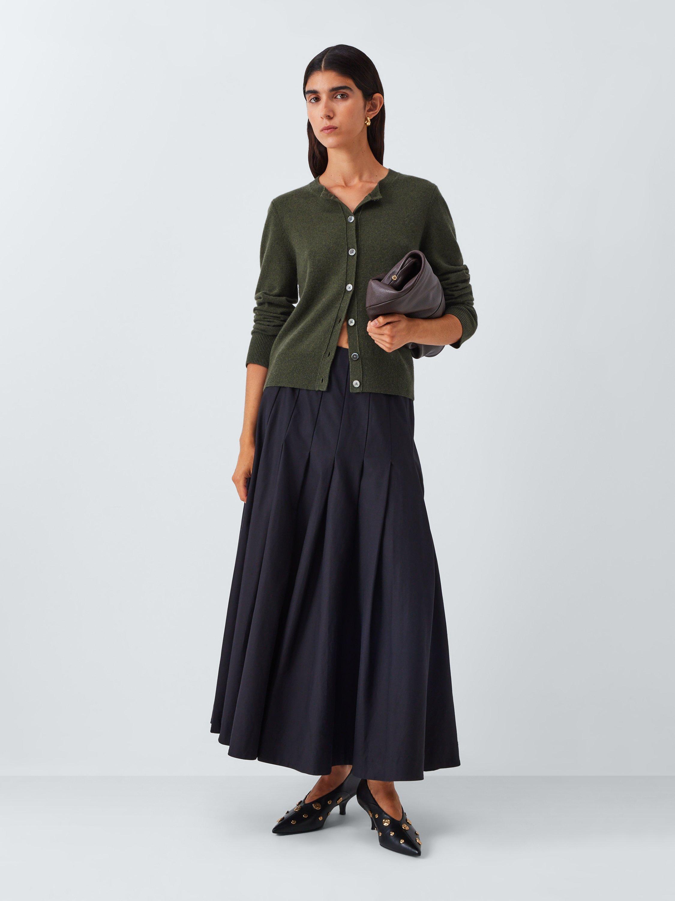 Product image 4 of 7, which shows John Lewis Cashmere Crew Neck Cardigan, Khaki, 8