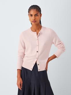 John Lewis Cashmere Crew Neck Cardigan, Light Pink