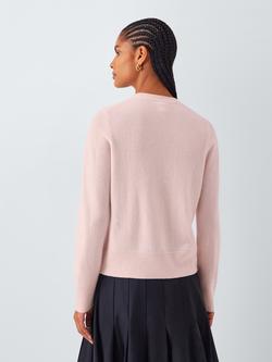 John Lewis Cashmere Crew Neck Cardigan - view 2, Light Pink