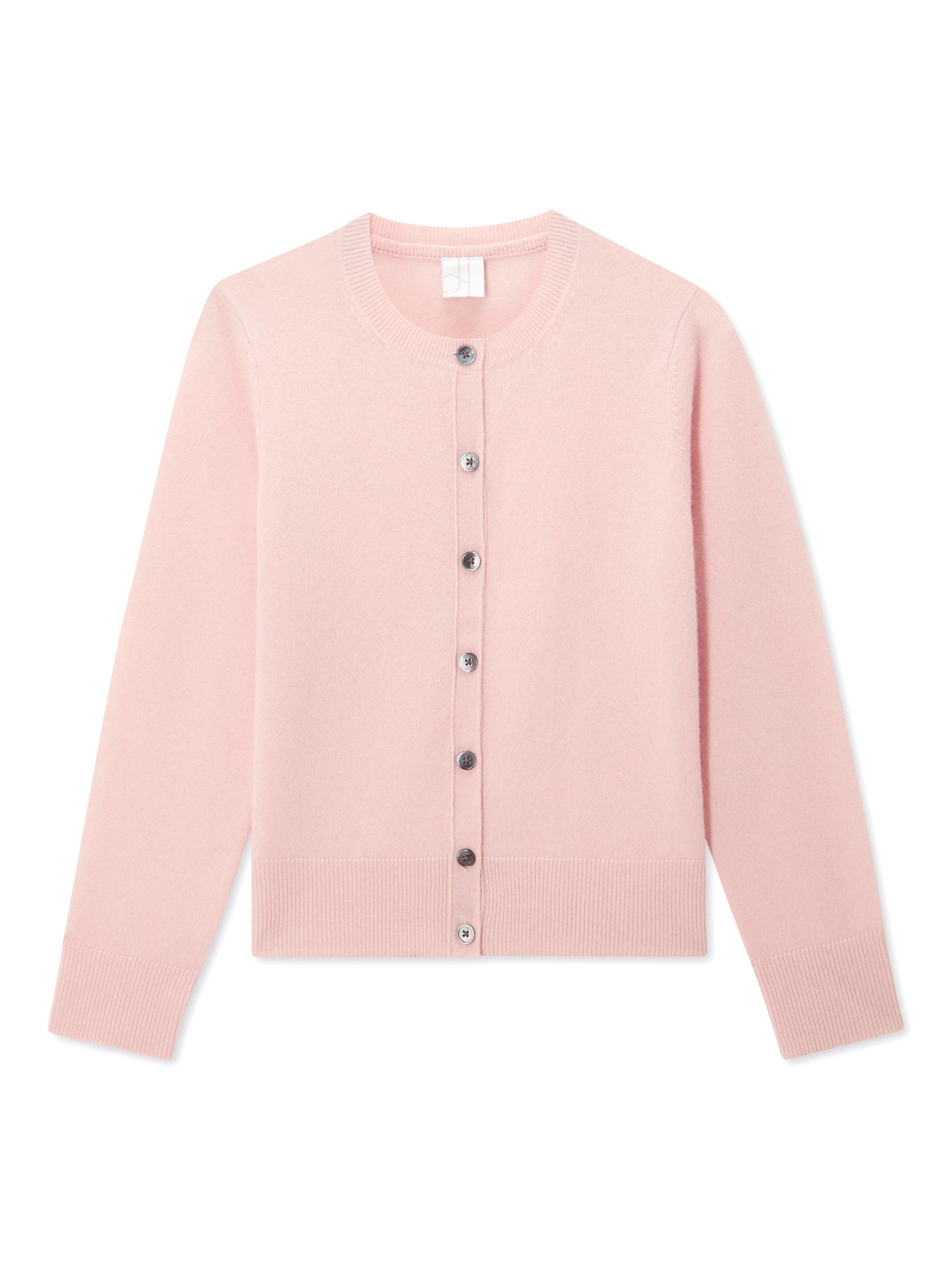 Product image 3 of 6, which shows John Lewis Cashmere Crew Neck Cardigan, Light Pink, 8