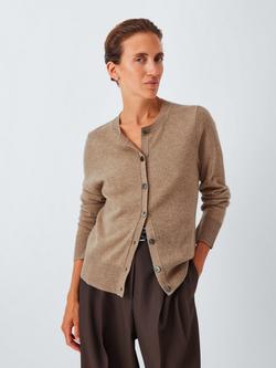 John Lewis Cashmere Crew Neck Cardigan, Camel