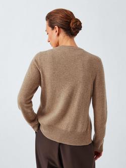 John Lewis Cashmere Crew Neck Cardigan - view 2, Camel