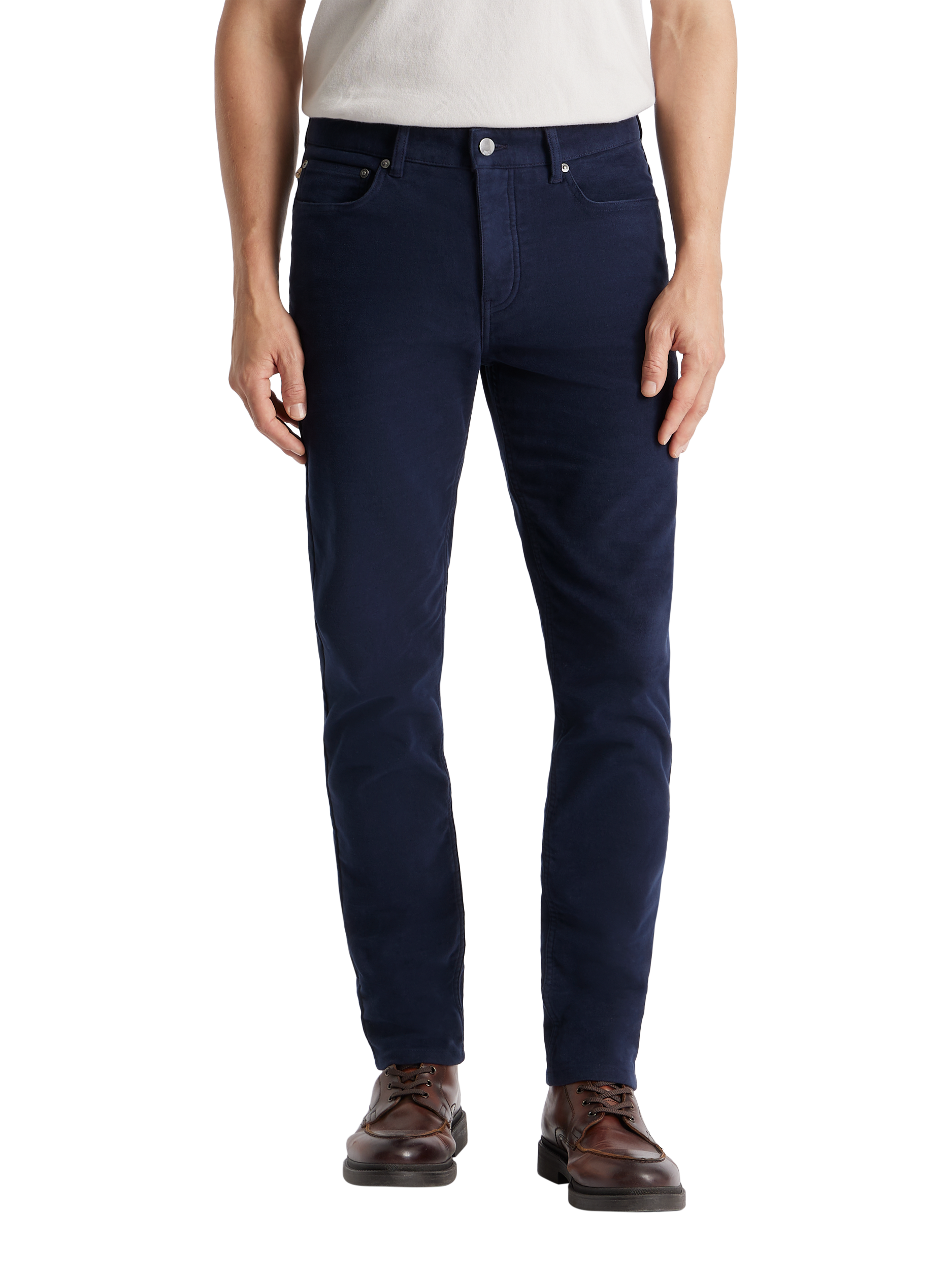 SPOKE Moleskin Fives Broad Thigh Trousers, Dark Navy