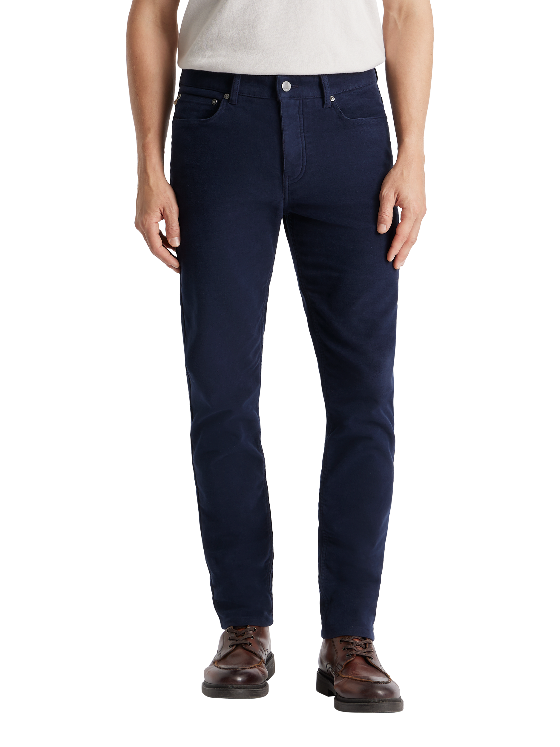 SPOKE Moleskin Fives Regular Thigh Trousers, Dark Navy
