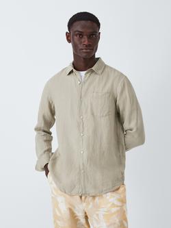 John Lewis Regular Fit Linen Shirt, Moss Gray