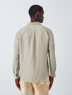 John Lewis Regular Fit Linen Shirt - view 2, Moss Gray