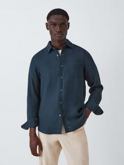 John Lewis Regular Fit Linen Shirt, Navy