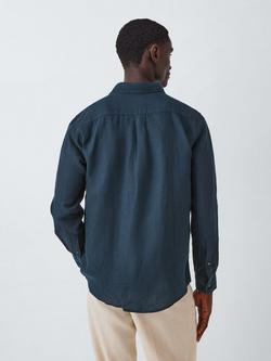 John Lewis Regular Fit Linen Shirt - view 2, Navy