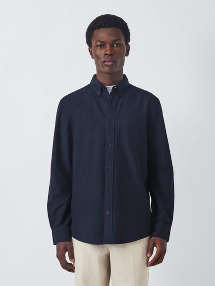 John Lewis Cotton Regular Fit Oxford Shirt, Navy, Navy