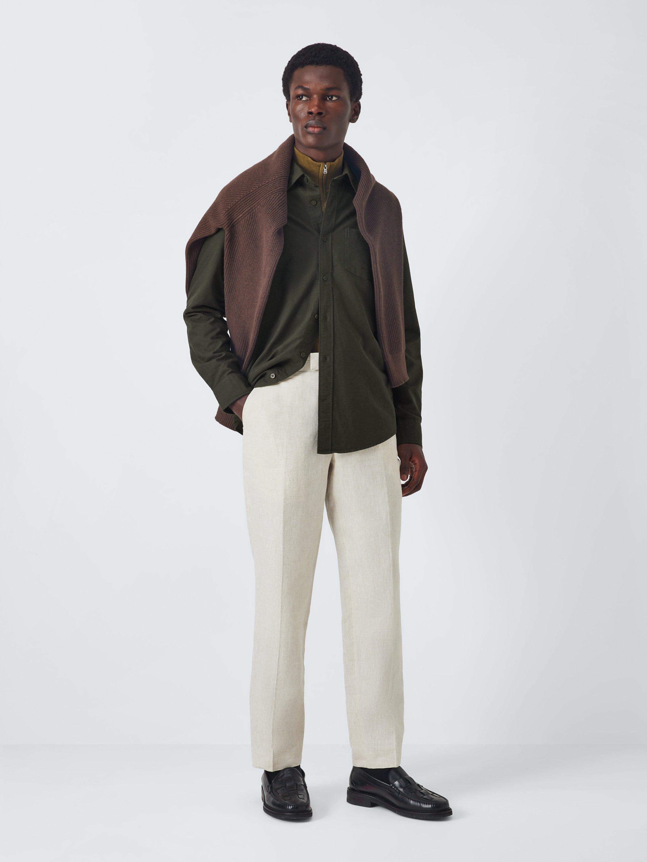 Product image 3 of 6, which shows John Lewis Cotton Regular Fit Oxford Shirt, Khaki, XL