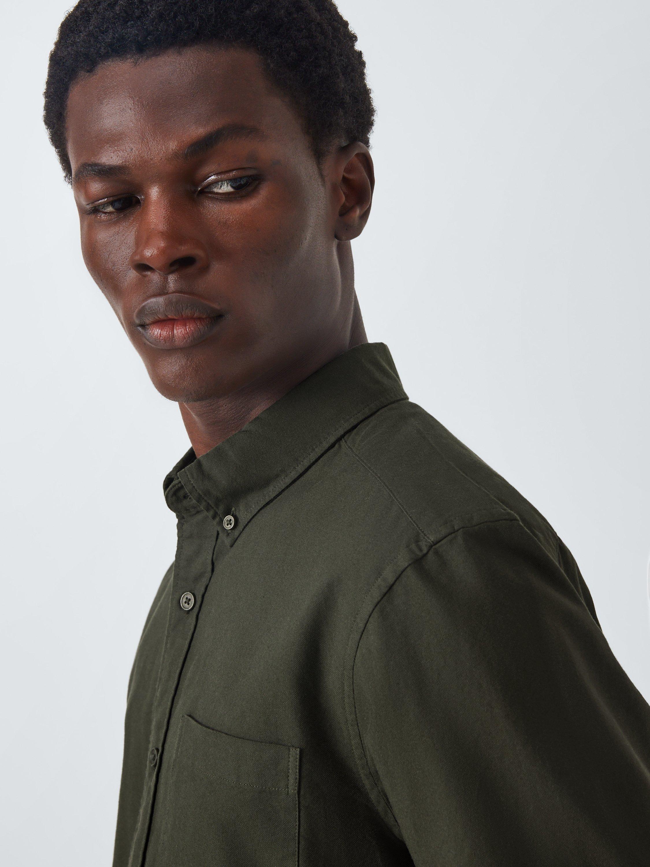 Product image 6 of 6, which shows John Lewis Cotton Regular Fit Oxford Shirt, Khaki, XL