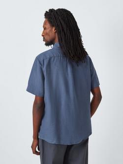 John Lewis Short Sleeve Linen Shirt - view 2, Crown Blue