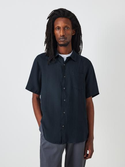 John Lewis Short Sleeve Linen Shirt, Navy