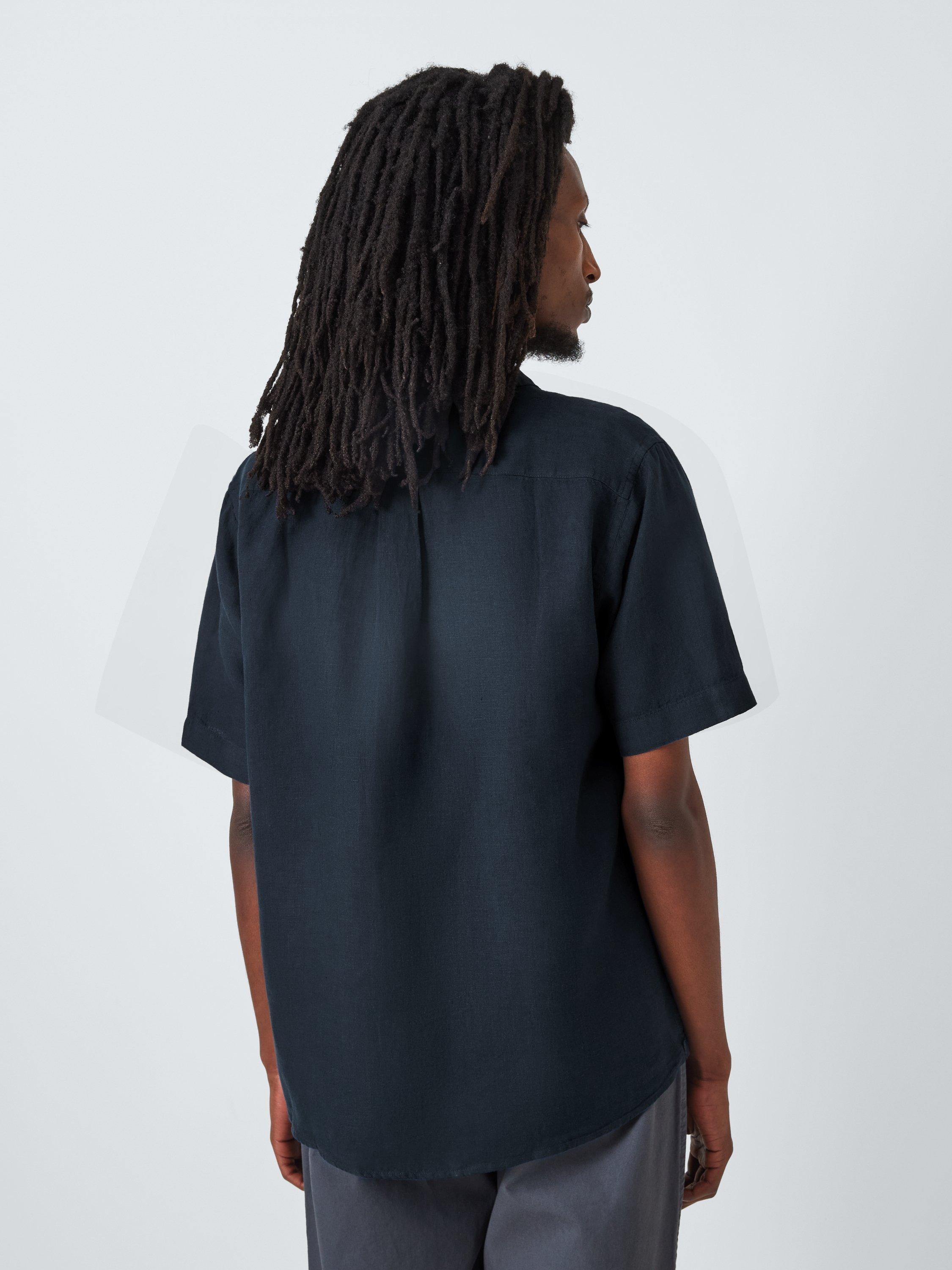 Product image 2 of 6, which shows John Lewis Short Sleeve Linen Shirt, Navy, S