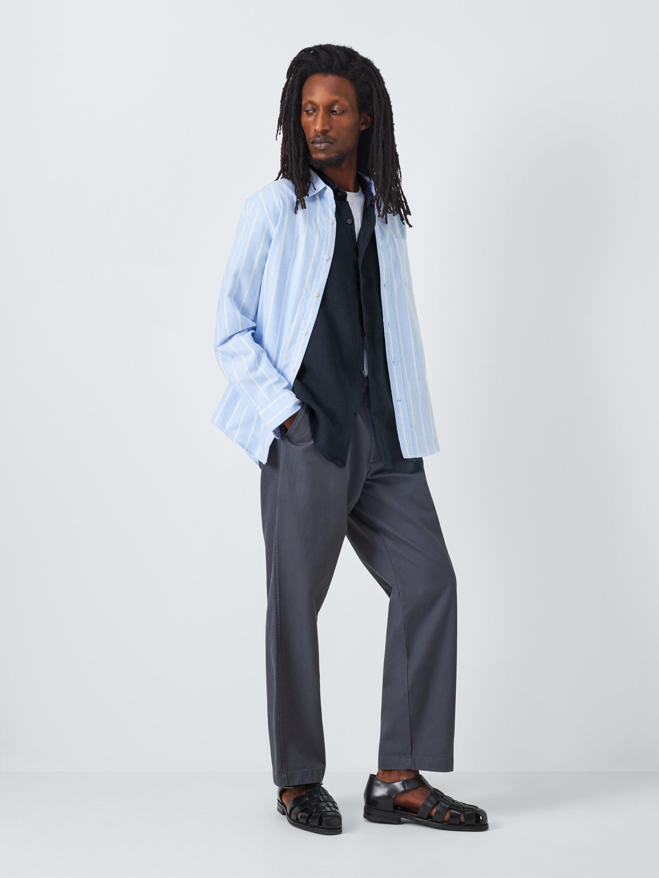 Product image 3 of 6, which shows John Lewis Short Sleeve Linen Shirt, Navy, S