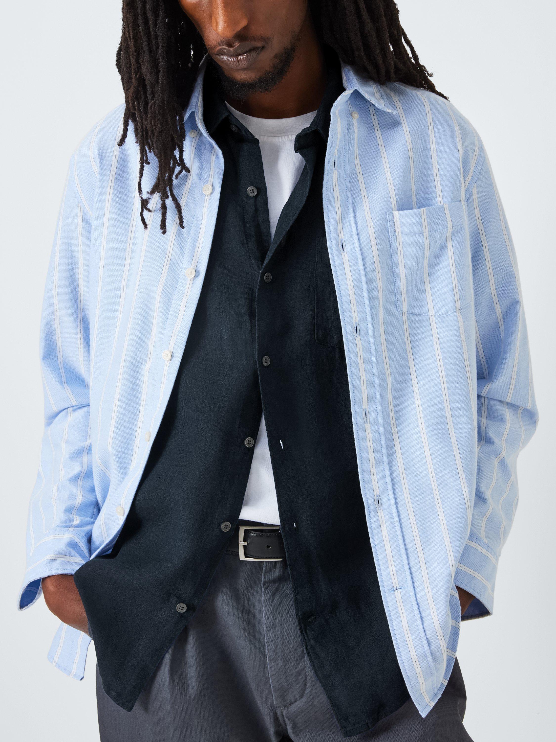 Product image 6 of 6, which shows John Lewis Short Sleeve Linen Shirt, Navy, S
