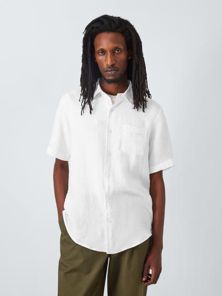 John Lewis Short Sleeve Linen Shirt, White