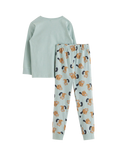 Lindex Kids' 3D Racoon Pyjamas, Light Dusty Green