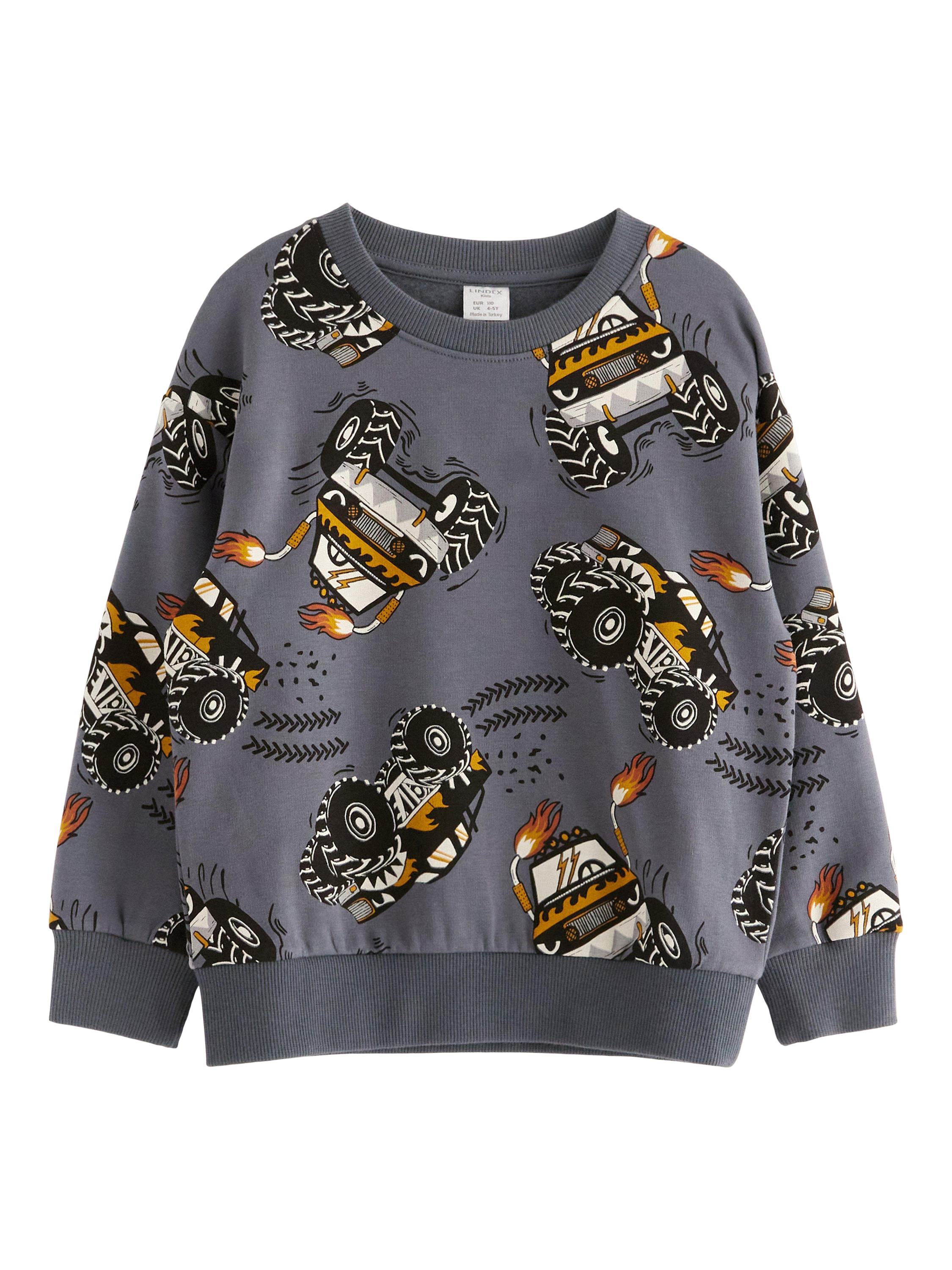 Product image 1 of 3, which shows Lindex Kids' Truck Sweatshirt, Dark Grey, 18-24 months
