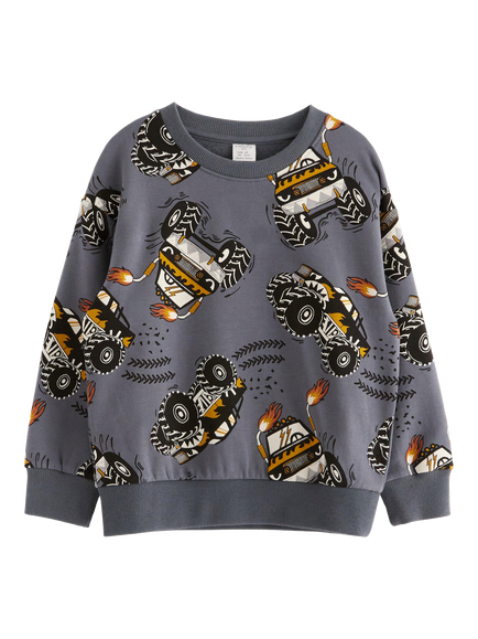 Lindex Kids' Truck Sweatshirt, Dark Grey, Dark Grey