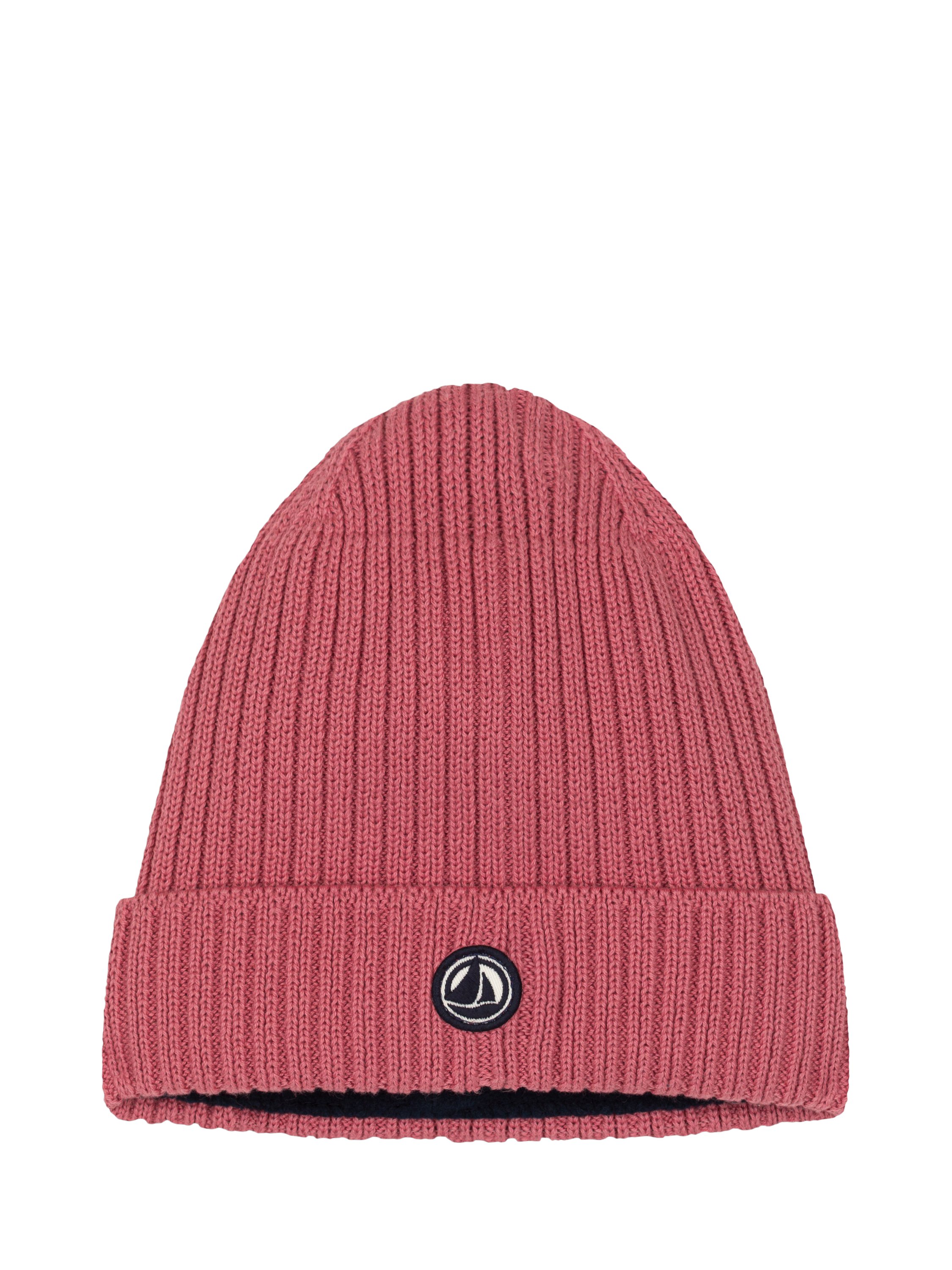Product image 1 of 2, which shows Petit Bateau Kids' Microfleece Lined Knitted Hat, Rosewood, 3-4 years
