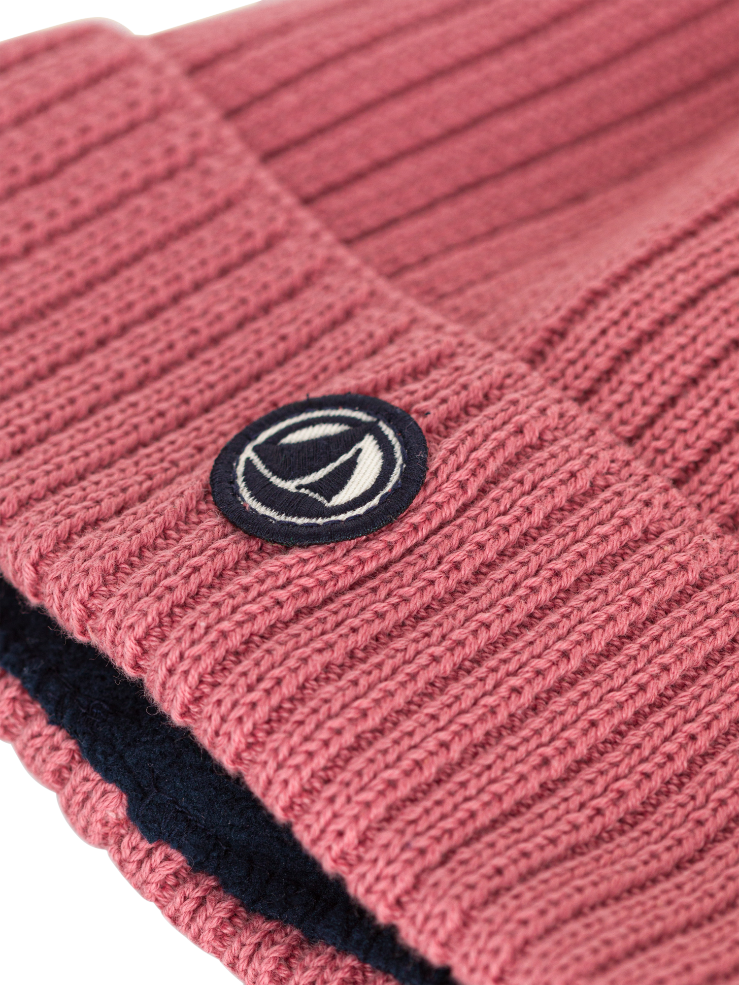 Product image 2 of 2, which shows Petit Bateau Kids' Microfleece Lined Knitted Hat, Rosewood, 3-4 years
