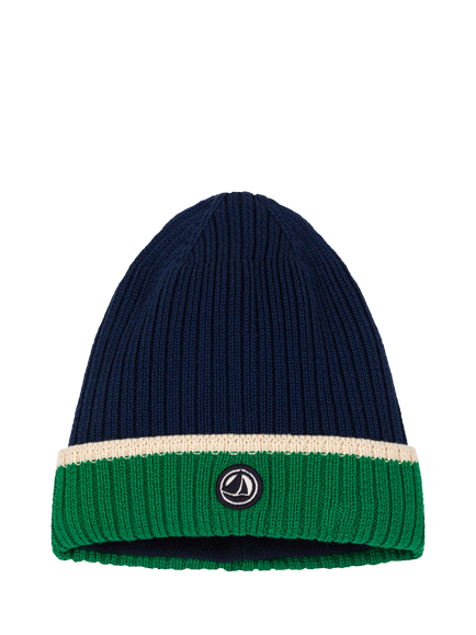 Petit Bateau Kids' Microfleece Lined Knitted Hat, Medieval/Multi, Medieval/Multi