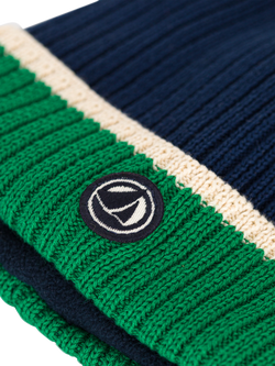 Petit Bateau Kids' Microfleece Lined Knitted Hat, Medieval/Multi - view 2, Medieval/Multi