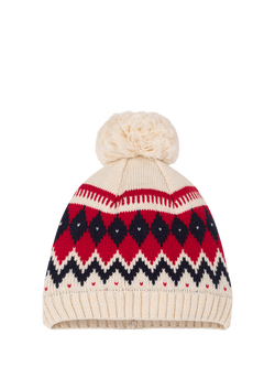 Petit Bateau Baby Wool Blend Bobble Hat, Avalanche/Multi, Avalanche/Multi