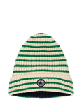 Petit Bateau Kids' Microfleece Lined Stripe Beanie, Avalanche/Jardin