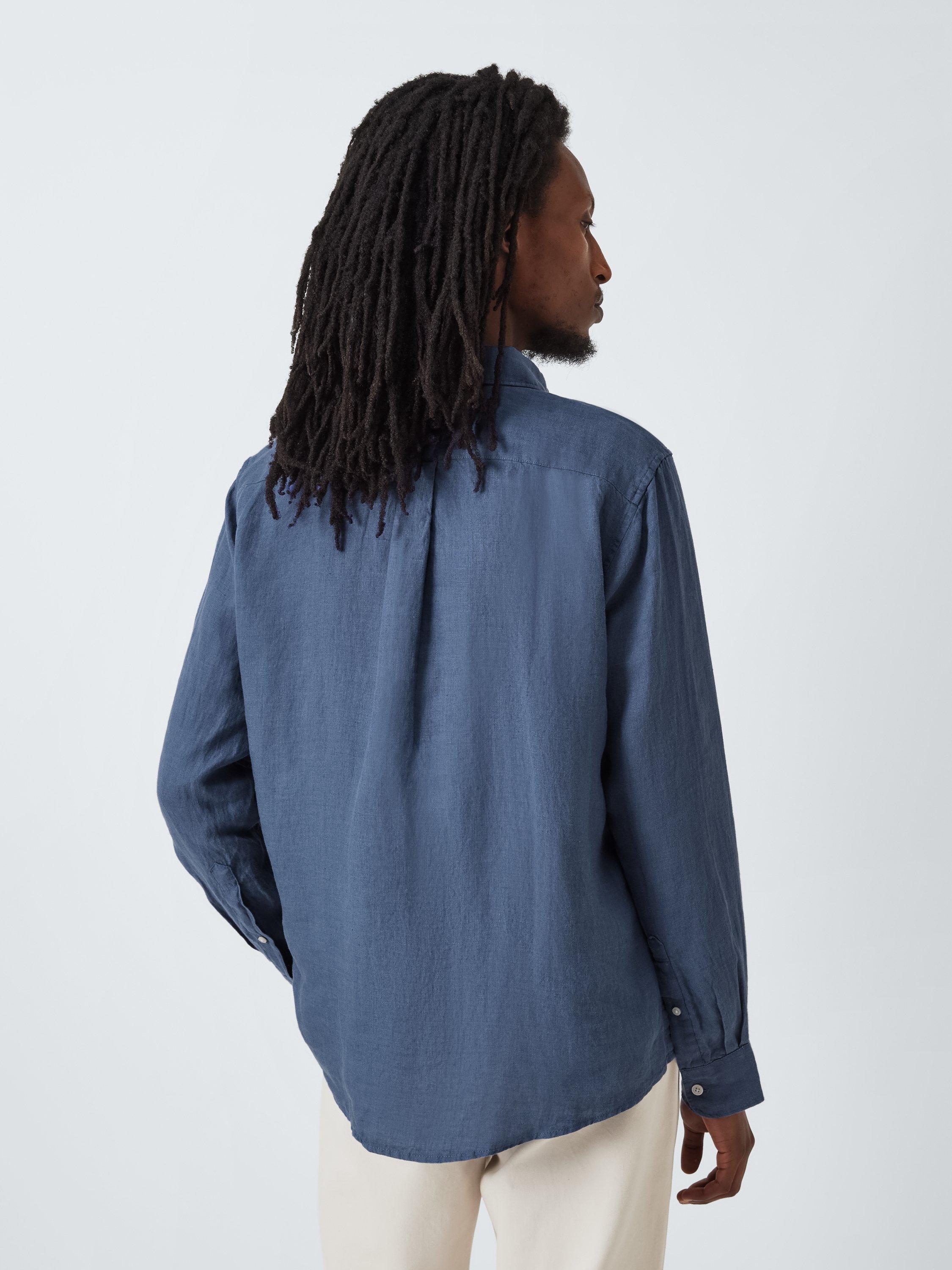 Product image 2 of 6, which shows John Lewis Regular Fit Linen Shirt, Crown Blue, S