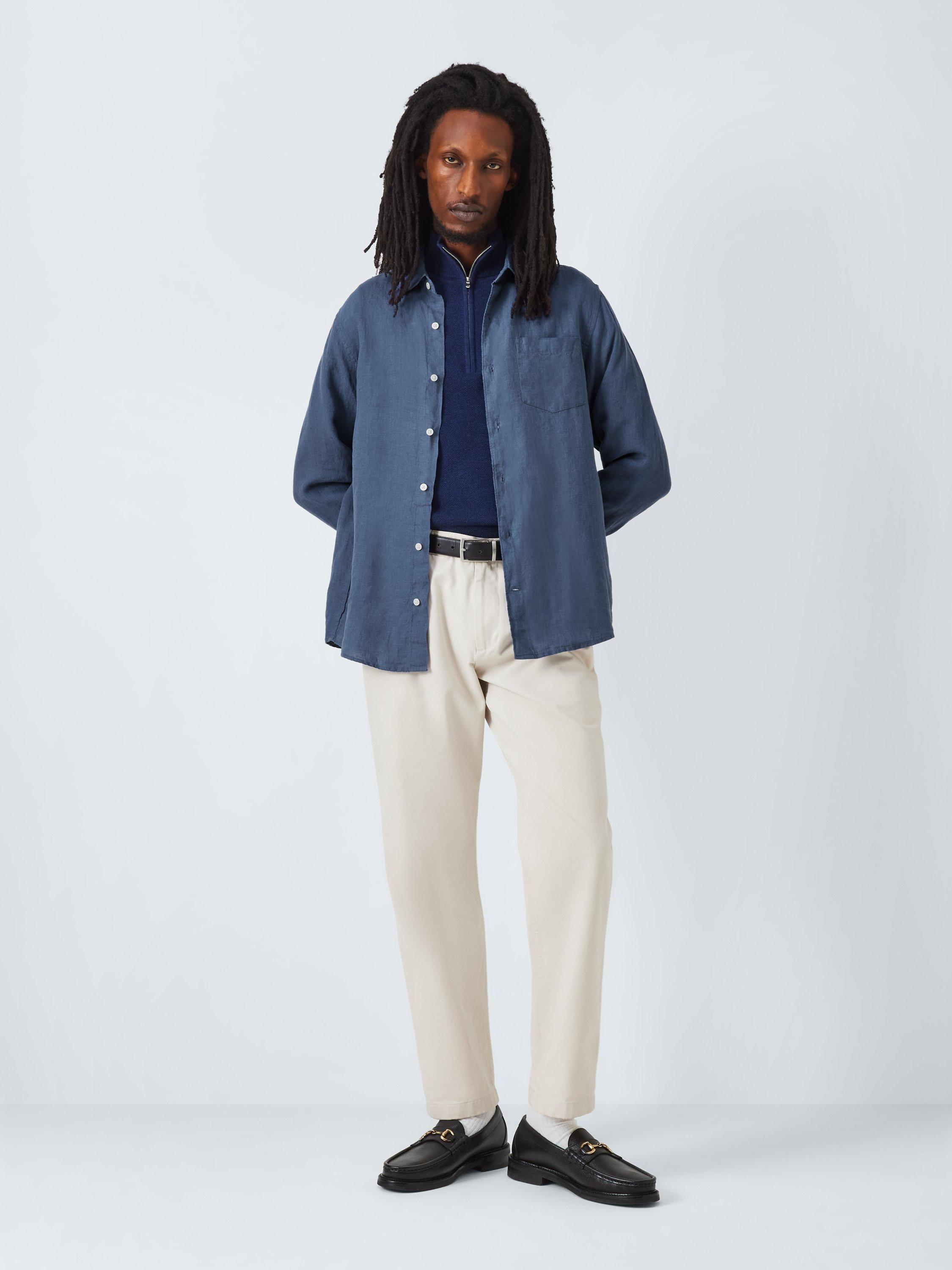 Product image 3 of 6, which shows John Lewis Regular Fit Linen Shirt, Crown Blue, S