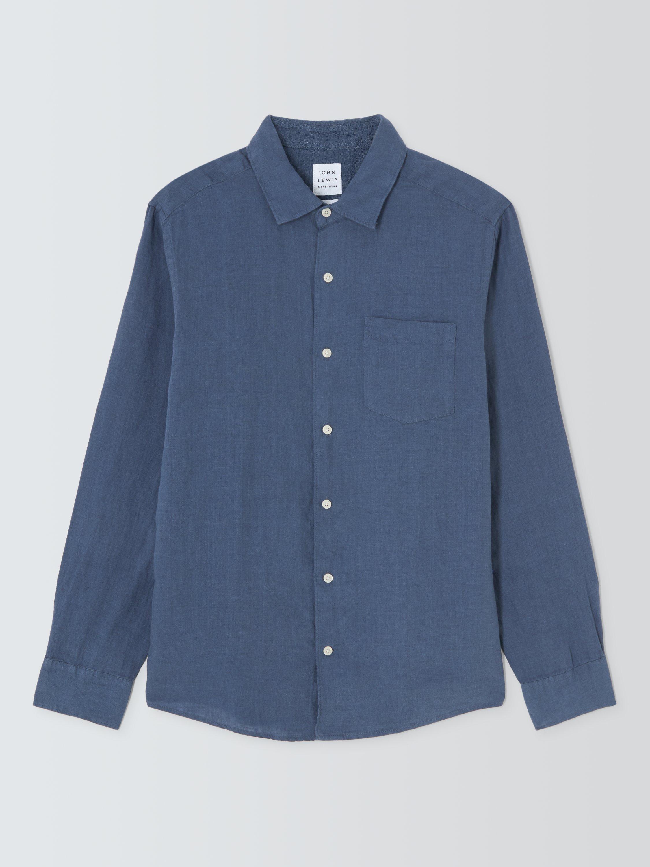 Product image 4 of 6, which shows John Lewis Regular Fit Linen Shirt, Crown Blue, S