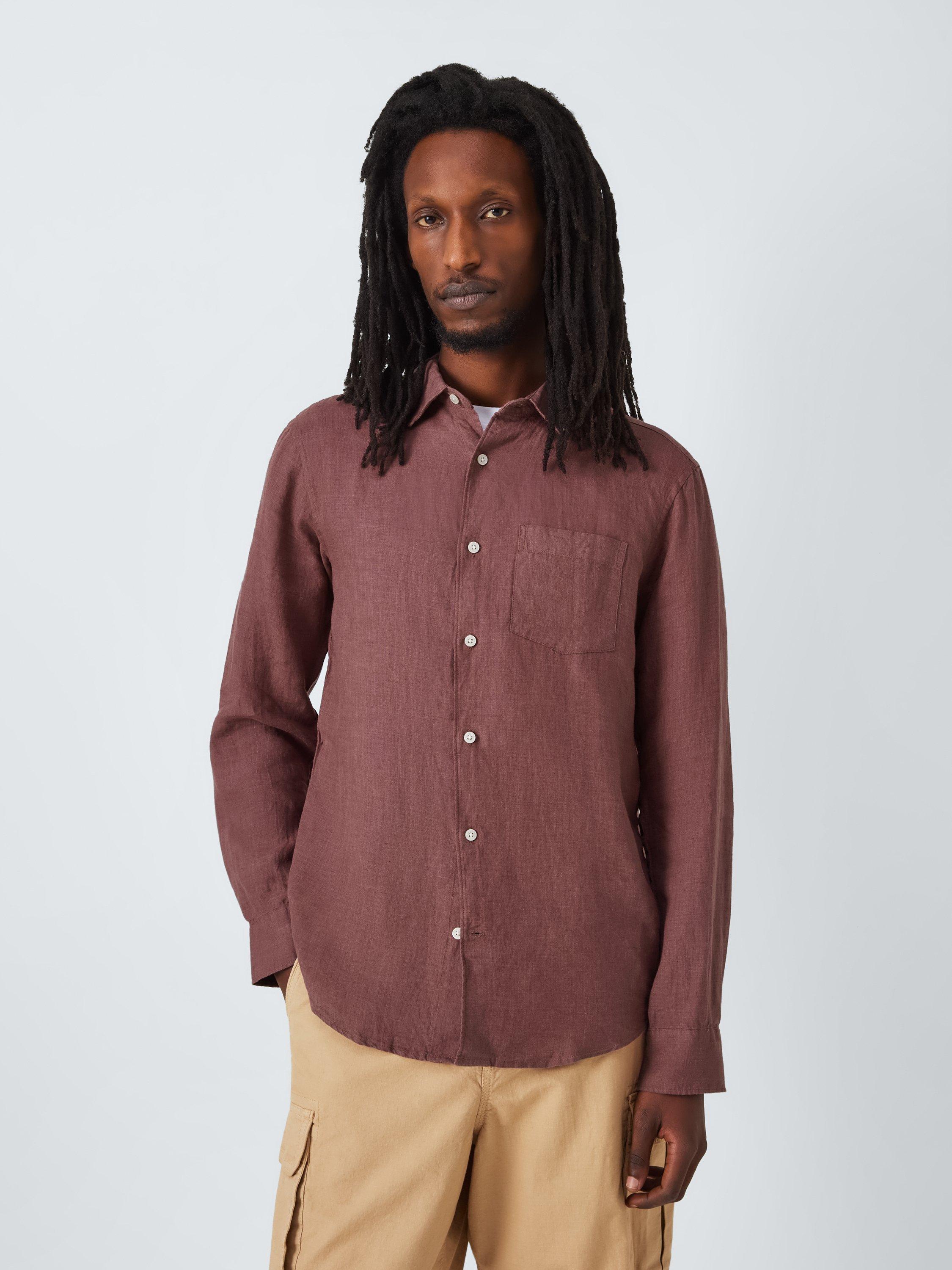 Product image 1 of 6, which shows John Lewis Regular Fit Linen Shirt, Wild Ginger, S