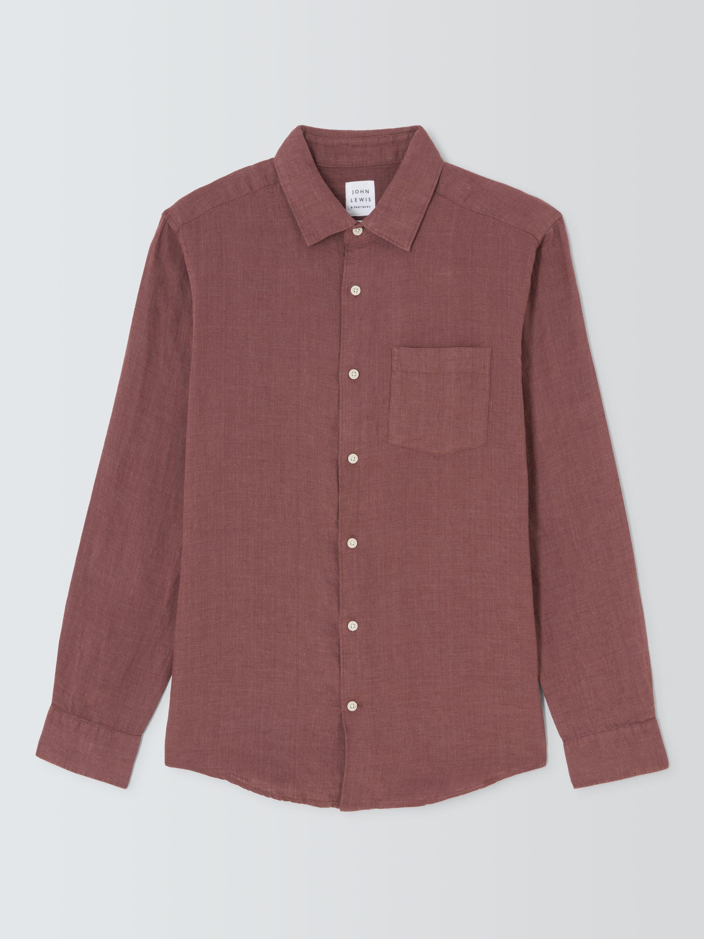 Product image 4 of 6, which shows John Lewis Regular Fit Linen Shirt, Wild Ginger, S