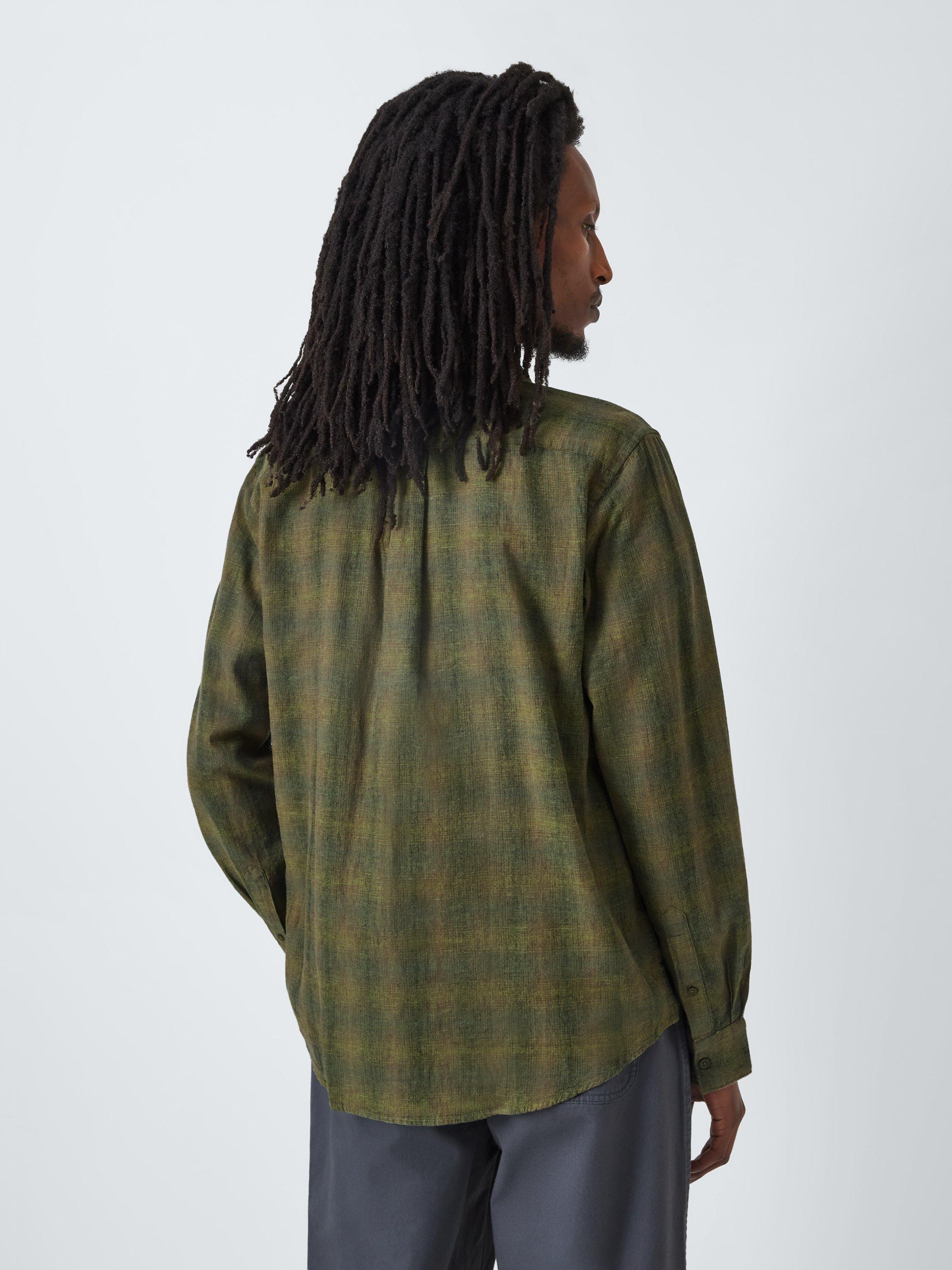 Product image 2 of 6, which shows John Lewis Regular Fit Shadow Check Linen Blend Shirt, Khaki, S