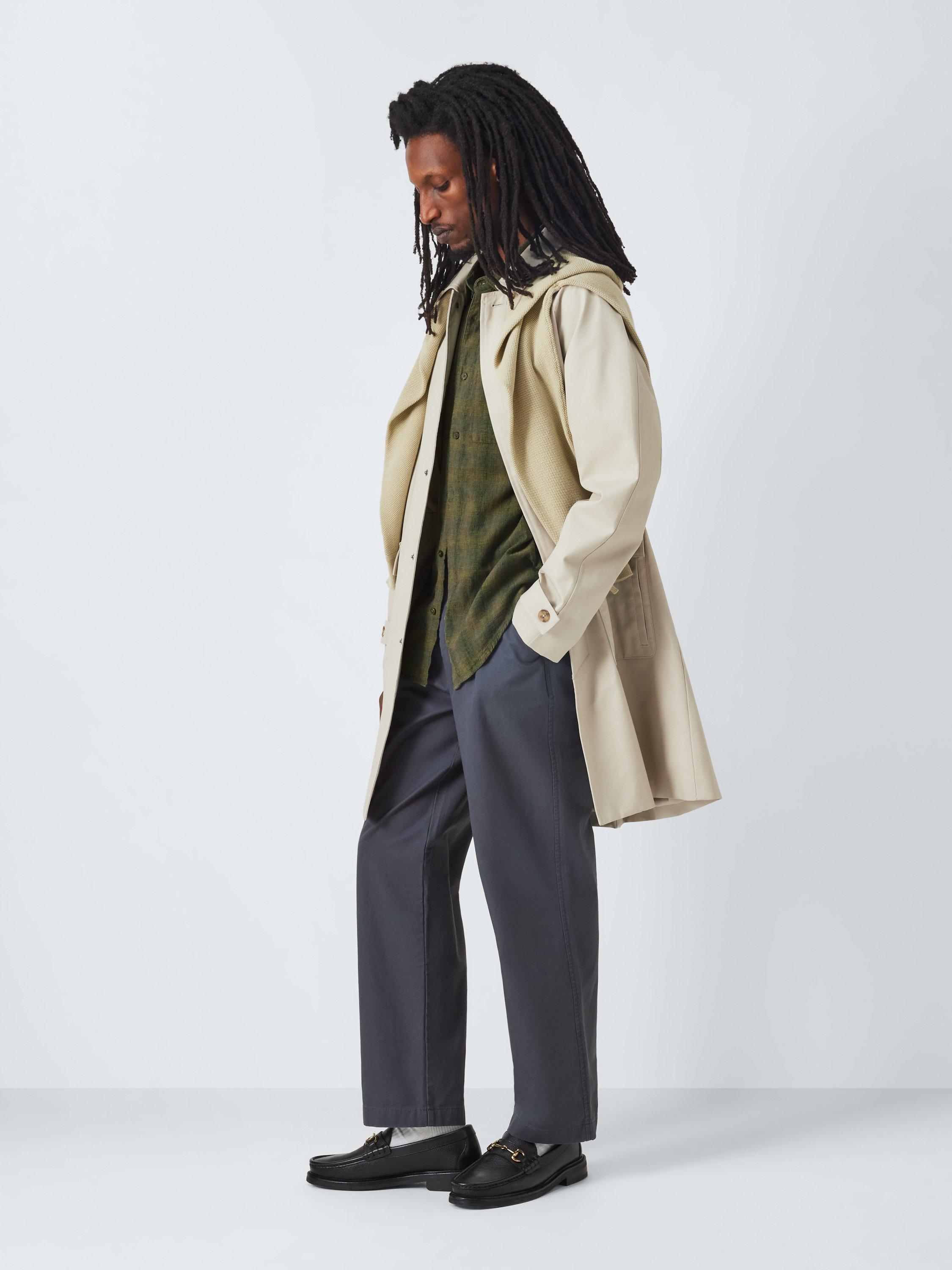 Product image 3 of 6, which shows John Lewis Regular Fit Shadow Check Linen Blend Shirt, Khaki, S