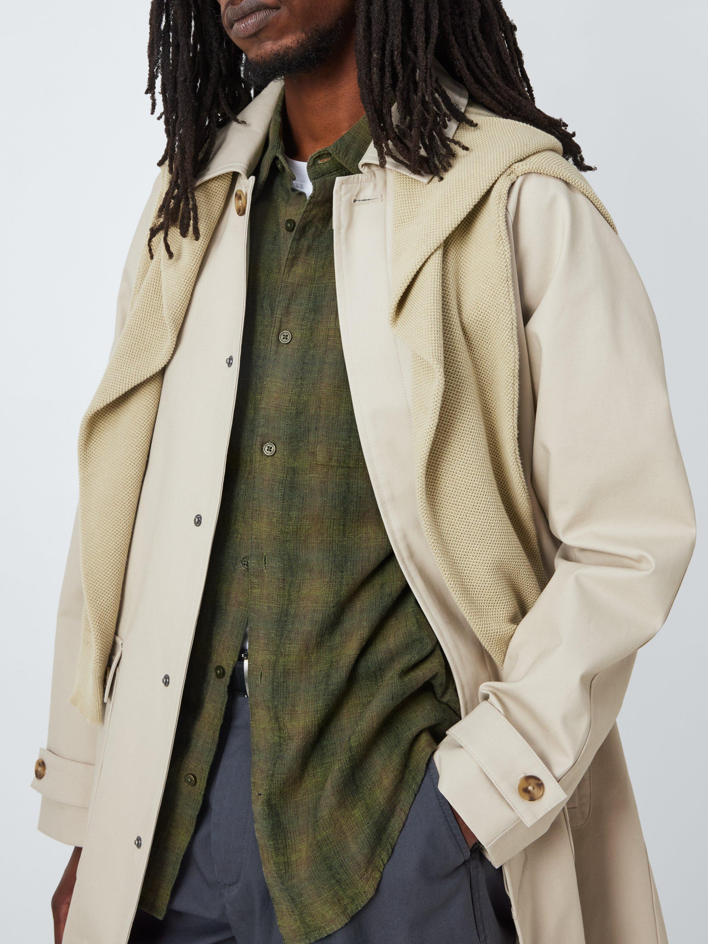 Product image 5 of 6, which shows John Lewis Regular Fit Shadow Check Linen Blend Shirt, Khaki, S