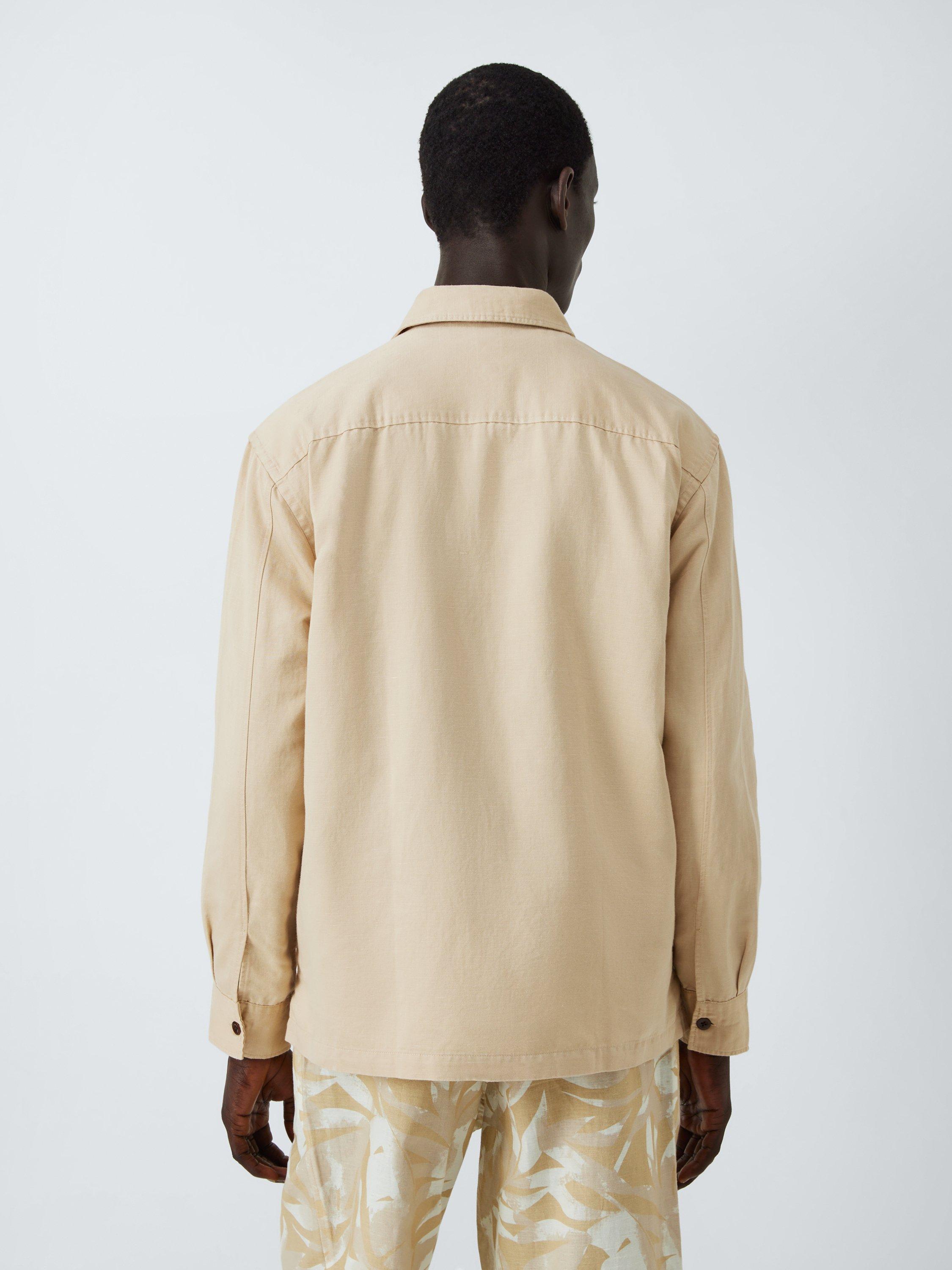 Product image 2 of 6, which shows John Lewis Regular Fit Cotton Linen Blend Safari Shirt, Natural, M