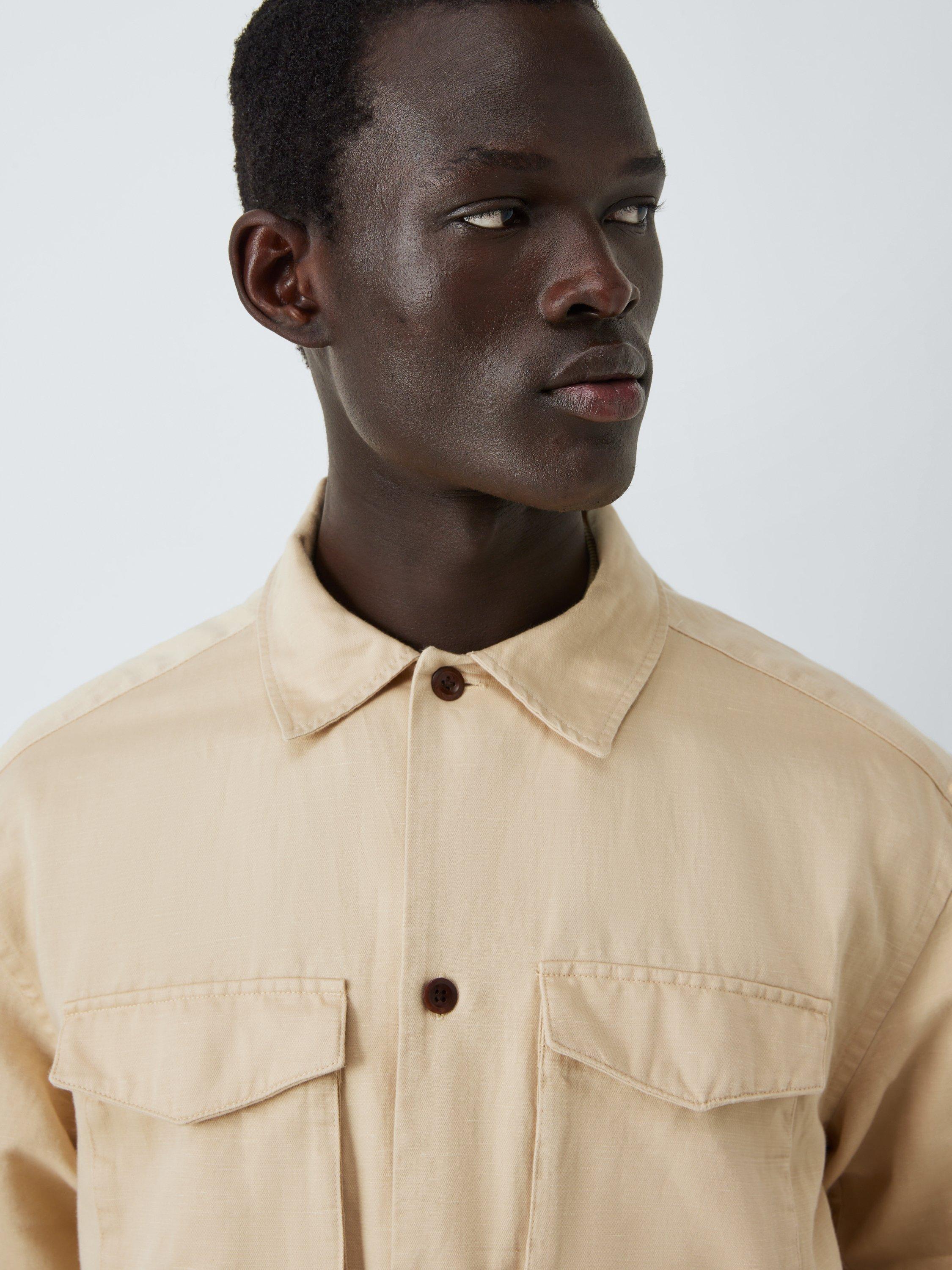 Product image 5 of 6, which shows John Lewis Regular Fit Cotton Linen Blend Safari Shirt, Natural, M