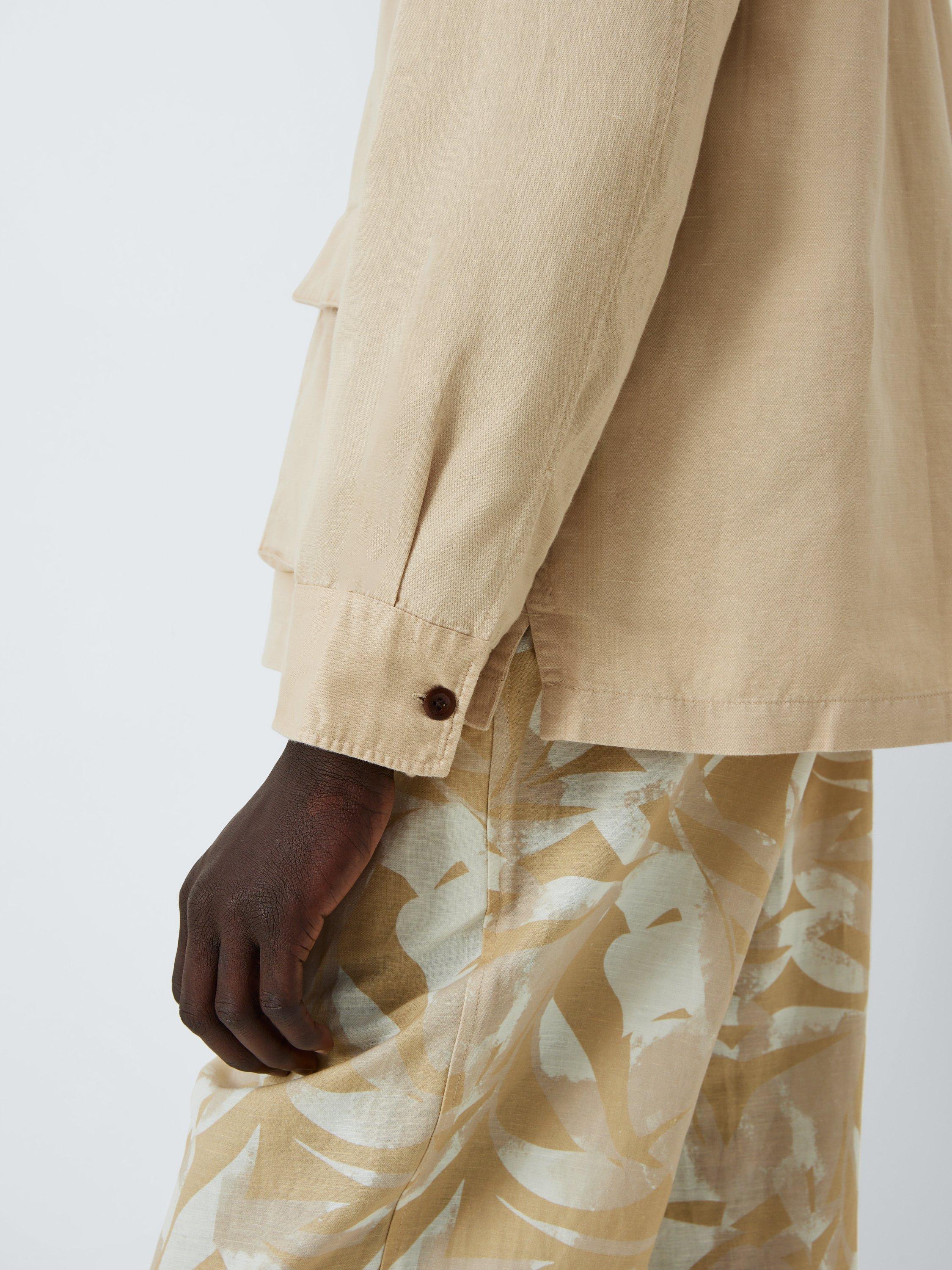 Product image 6 of 6, which shows John Lewis Regular Fit Cotton Linen Blend Safari Shirt, Natural, M